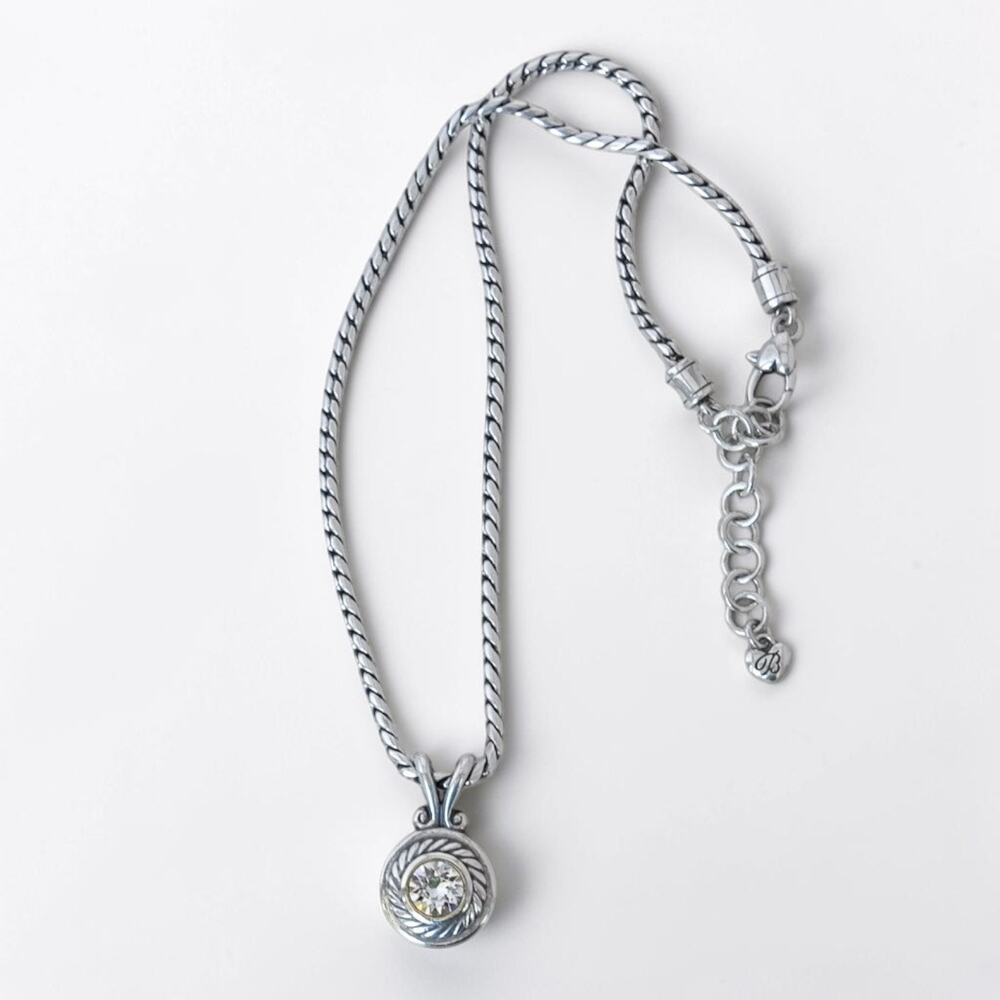 Vintage Brighton Heiress Pendant Necklace Silver Plated Retired Crystal